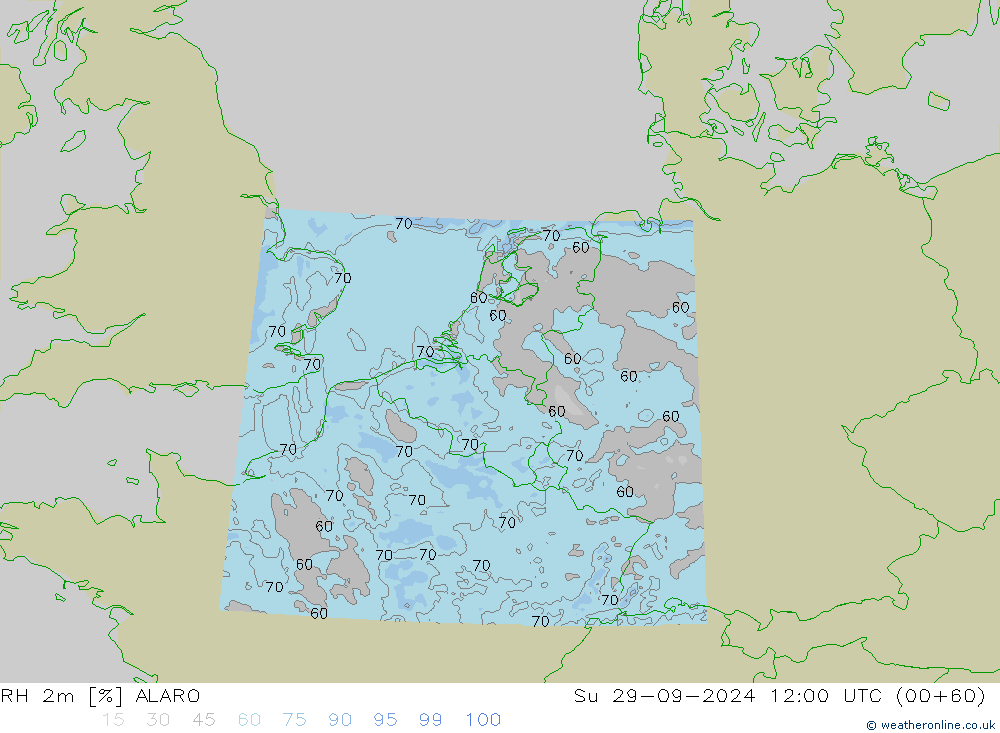 RH 2m ALARO Вс 29.09.2024 12 UTC