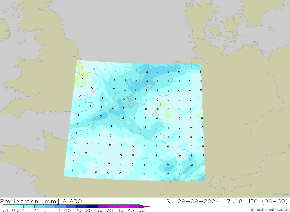 Neerslag ALARO zo 29.09.2024 18 UTC