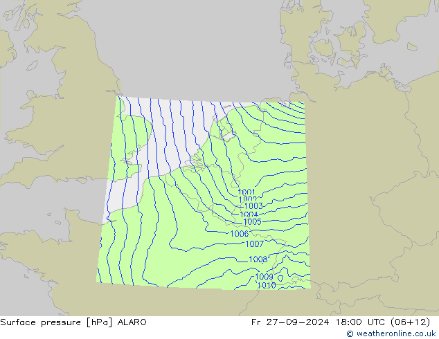 地面气压 ALARO 星期五 27.09.2024 18 UTC