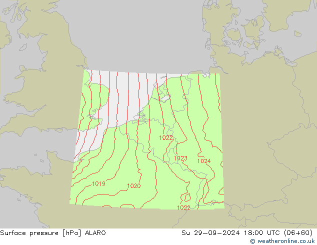 地面气压 ALARO 星期日 29.09.2024 18 UTC