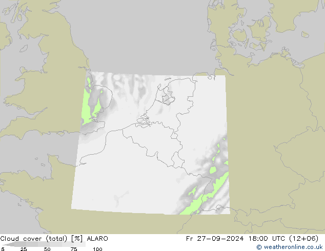 Bewolking (Totaal) ALARO vr 27.09.2024 18 UTC