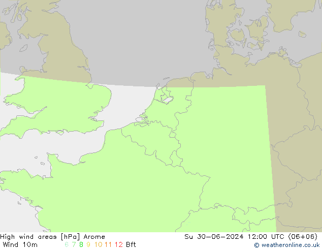 Windvelden Arome zo 30.06.2024 12 UTC