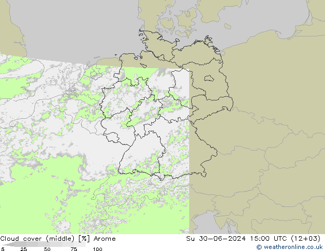 Bewolking (Middelb.) Arome zo 30.06.2024 15 UTC