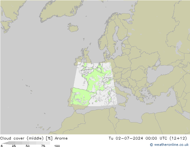 Bewolking (Middelb.) Arome di 02.07.2024 00 UTC