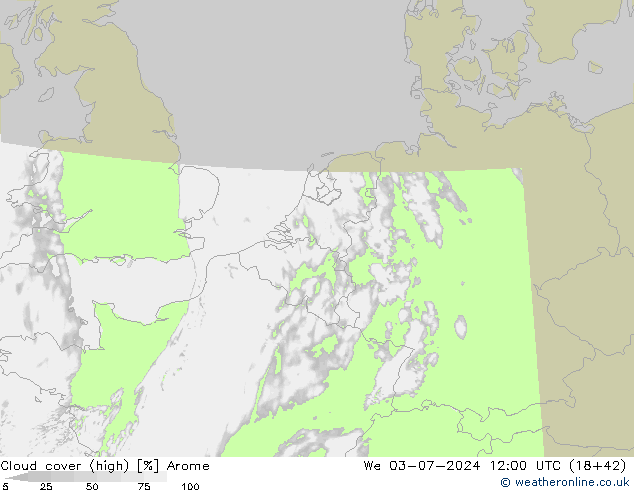云 (中) Arome 星期三 03.07.2024 12 UTC