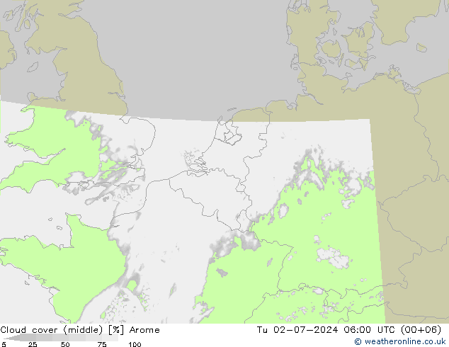 Bewolking (Middelb.) Arome di 02.07.2024 06 UTC
