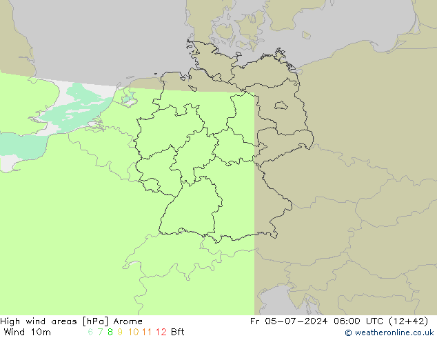Windvelden Arome vr 05.07.2024 06 UTC