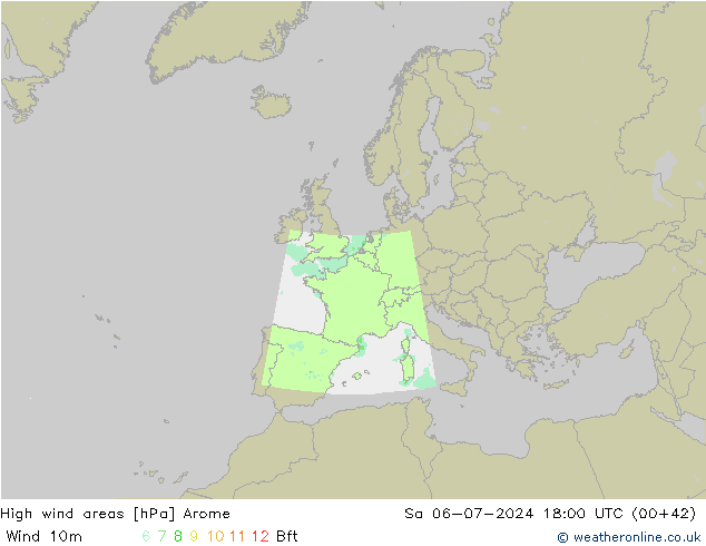 Windvelden Arome za 06.07.2024 18 UTC