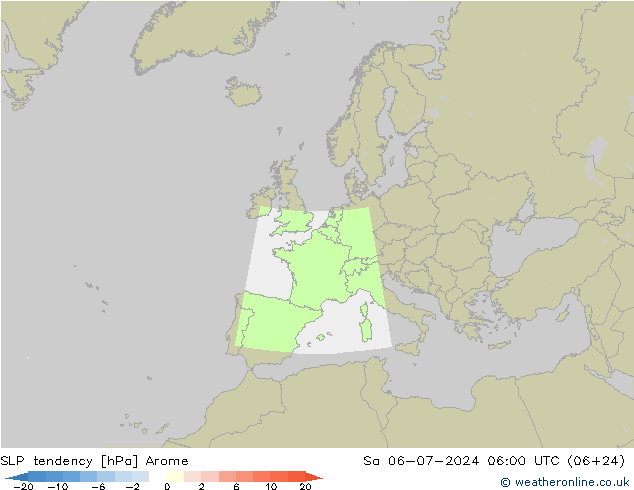 Druktendens (+/-) Arome za 06.07.2024 06 UTC