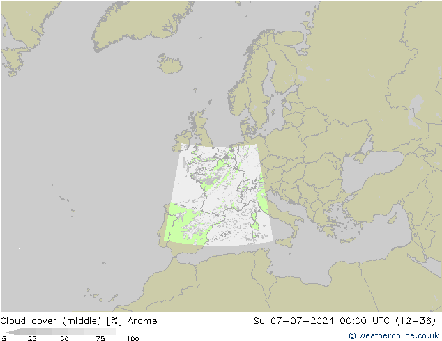 Bewolking (Middelb.) Arome zo 07.07.2024 00 UTC