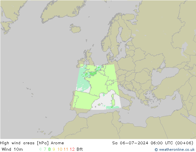 Windvelden Arome za 06.07.2024 06 UTC