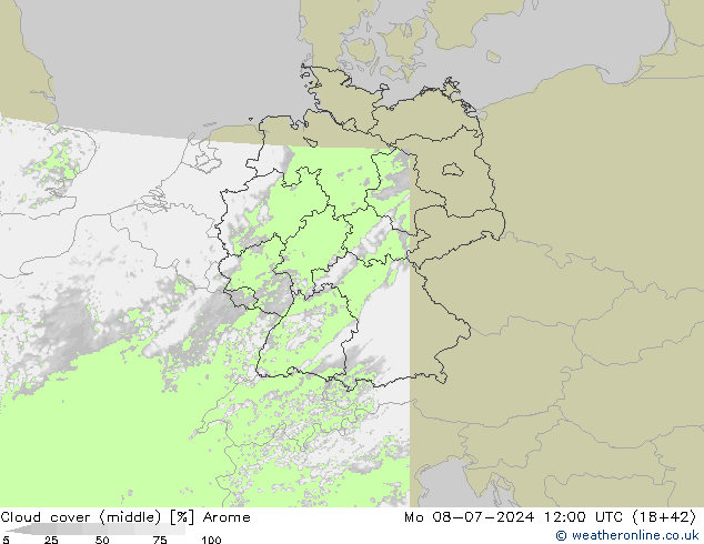 云 (中) Arome 星期一 08.07.2024 12 UTC