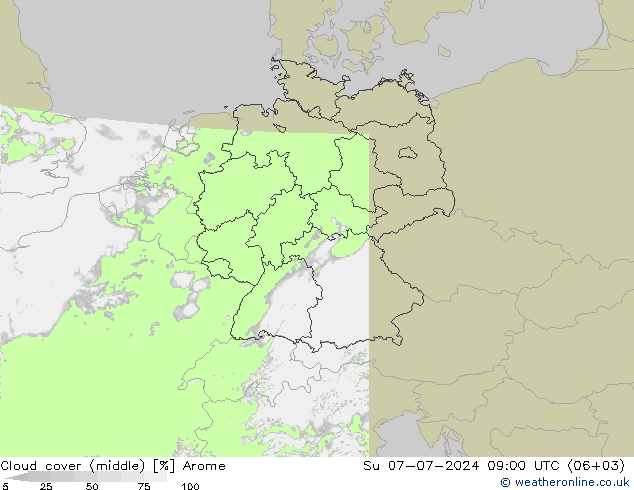 Bewolking (Middelb.) Arome zo 07.07.2024 09 UTC