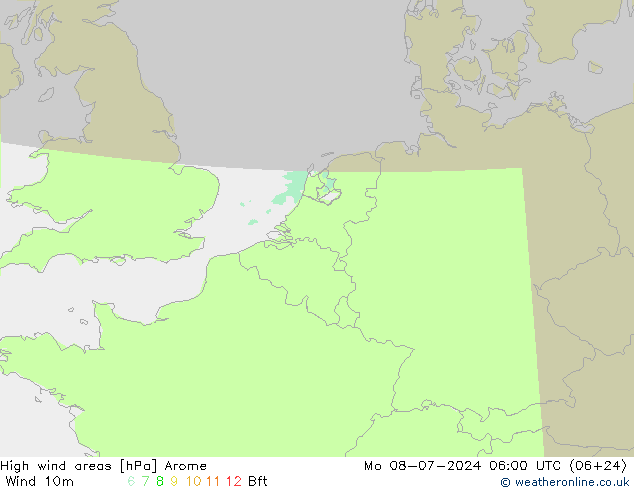 Windvelden Arome ma 08.07.2024 06 UTC