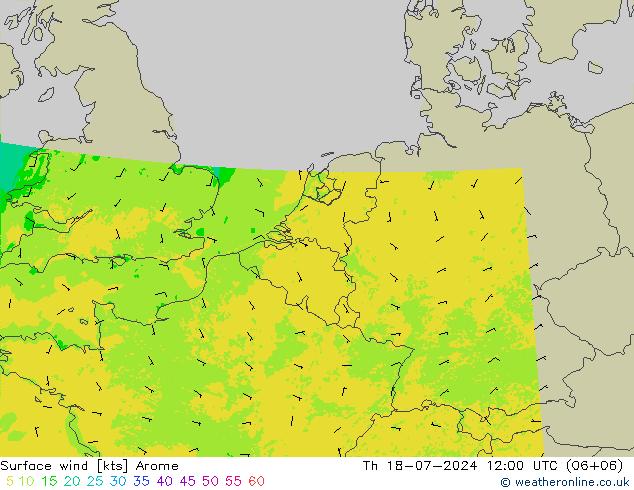 Wind 10 m Arome do 18.07.2024 12 UTC