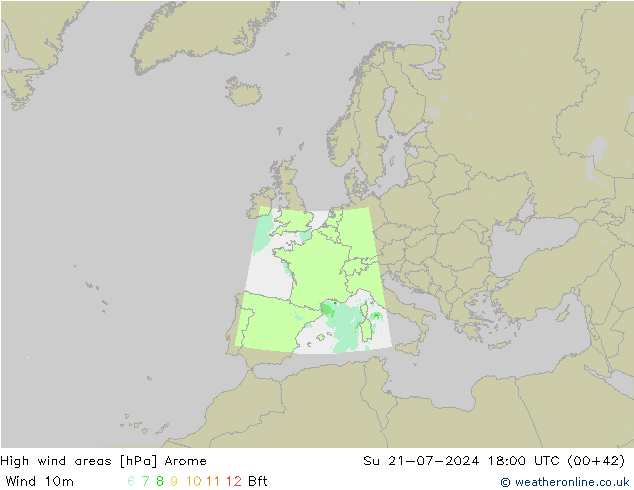 Windvelden Arome zo 21.07.2024 18 UTC