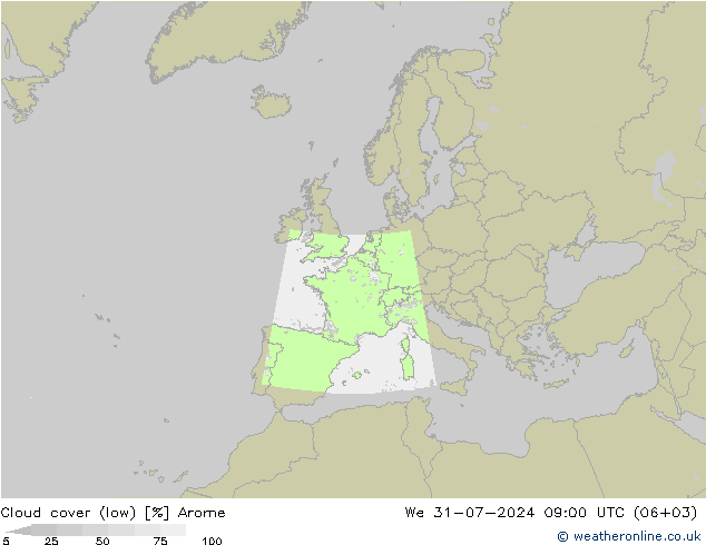 云 (低) Arome 星期三 31.07.2024 09 UTC