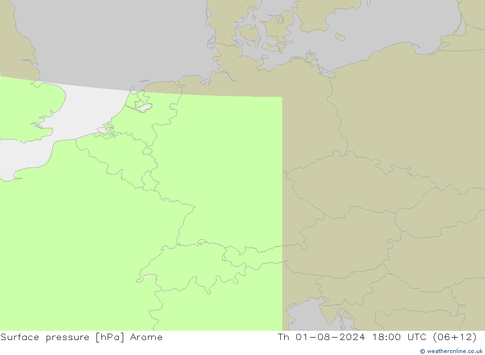 地面气压 Arome 星期四 01.08.2024 18 UTC