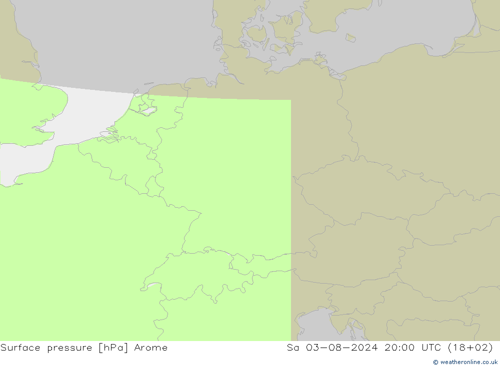 Luchtdruk (Grond) Arome za 03.08.2024 20 UTC