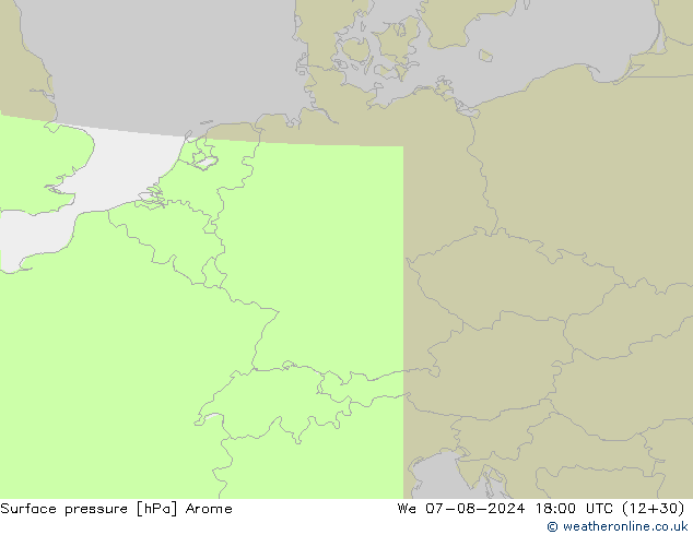 Luchtdruk (Grond) Arome wo 07.08.2024 18 UTC