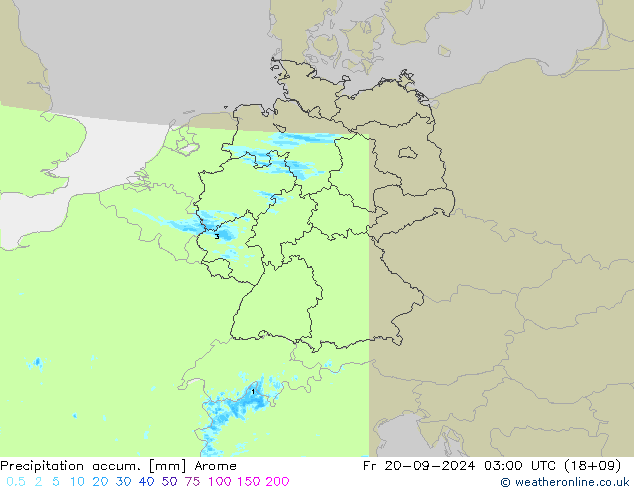 Precipitation accum. Arome  20.09.2024 03 UTC