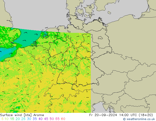 Bodenwind Arome Fr 20.09.2024 14 UTC