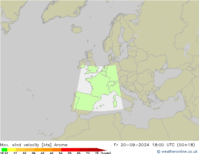 Max. wind velocity Arome Sex 20.09.2024 18 UTC