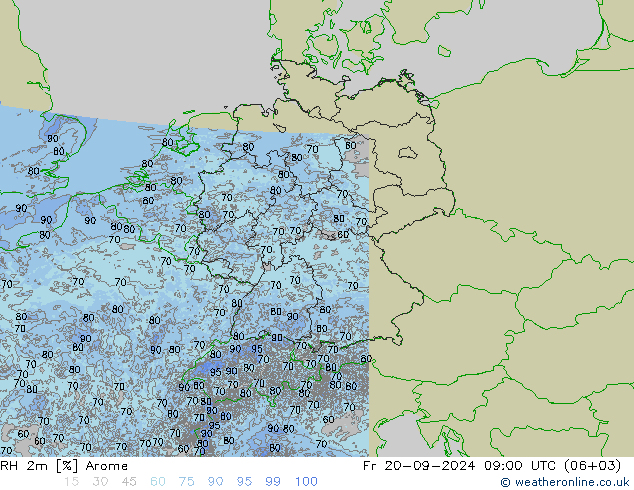 RH 2m Arome Fr 20.09.2024 09 UTC