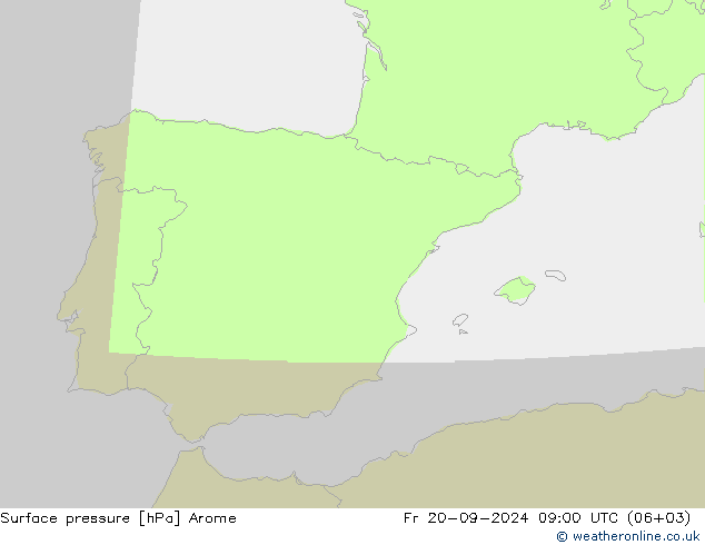 Yer basıncı Arome Cu 20.09.2024 09 UTC