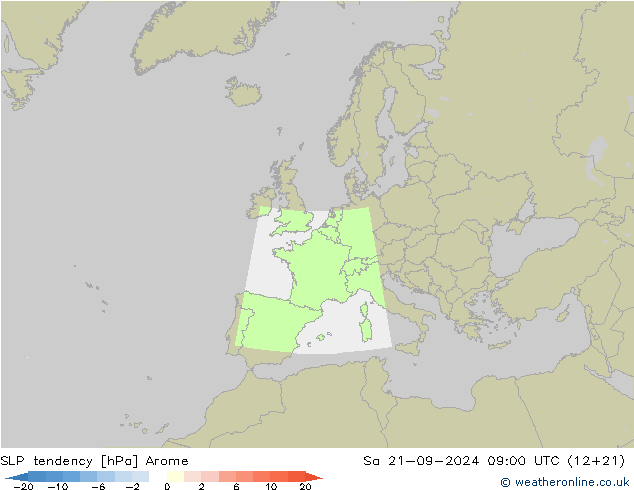 SLP tendency Arome Sa 21.09.2024 09 UTC