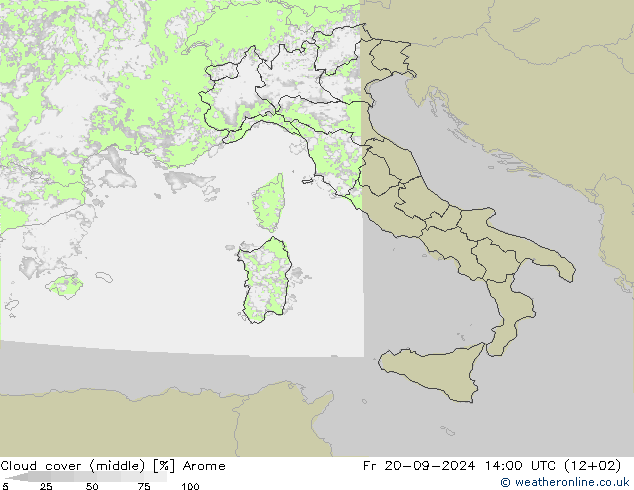 Nuages (moyen) Arome ven 20.09.2024 14 UTC