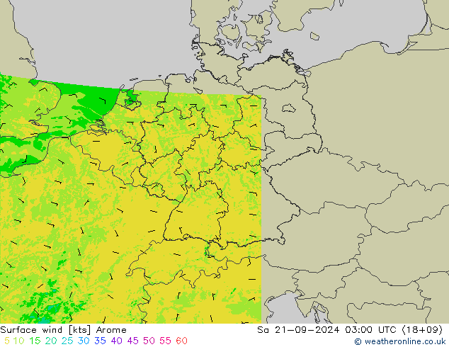 Surface wind Arome Sa 21.09.2024 03 UTC