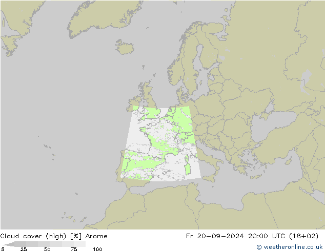 Wolken (hohe) Arome Fr 20.09.2024 20 UTC