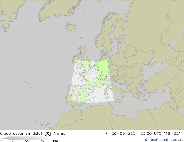 облака (средний) Arome пт 20.09.2024 20 UTC