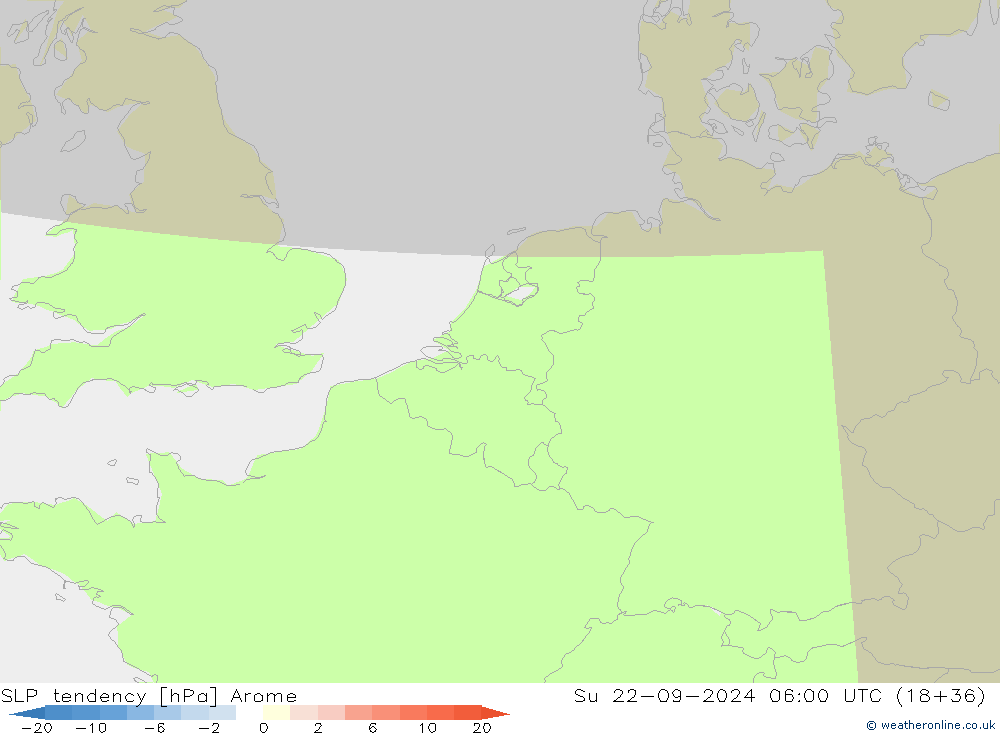 SLP tendency Arome Dom 22.09.2024 06 UTC