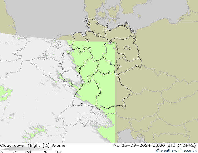 云 (中) Arome 星期一 23.09.2024 06 UTC