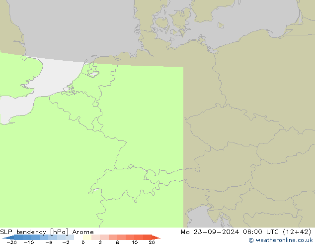 SLP tendency Arome Po 23.09.2024 06 UTC