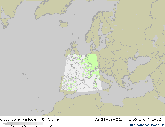 云 (中) Arome 星期六 21.09.2024 15 UTC