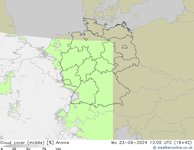 Bewolking (Middelb.) Arome ma 23.09.2024 12 UTC