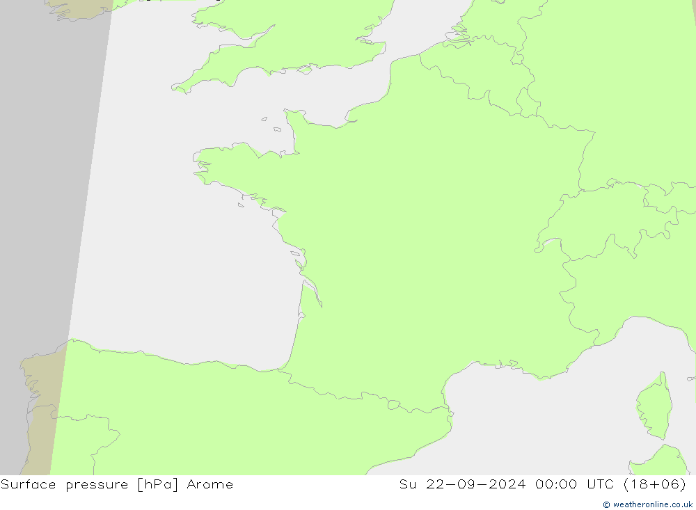 Atmosférický tlak Arome Ne 22.09.2024 00 UTC