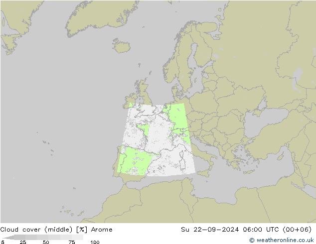云 (中) Arome 星期日 22.09.2024 06 UTC