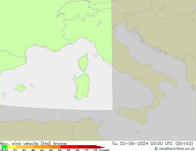 Max. wind velocity Arome Su 22.09.2024 03 UTC