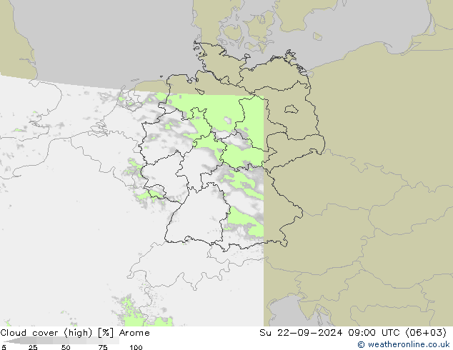 nuvens (high) Arome Dom 22.09.2024 09 UTC