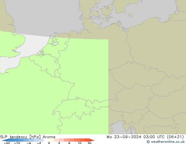 SLP tendency Arome Po 23.09.2024 03 UTC