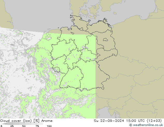 nízká oblaka Arome Ne 22.09.2024 15 UTC