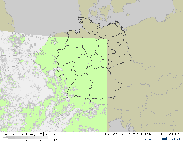 Nuages (bas) Arome lun 23.09.2024 00 UTC