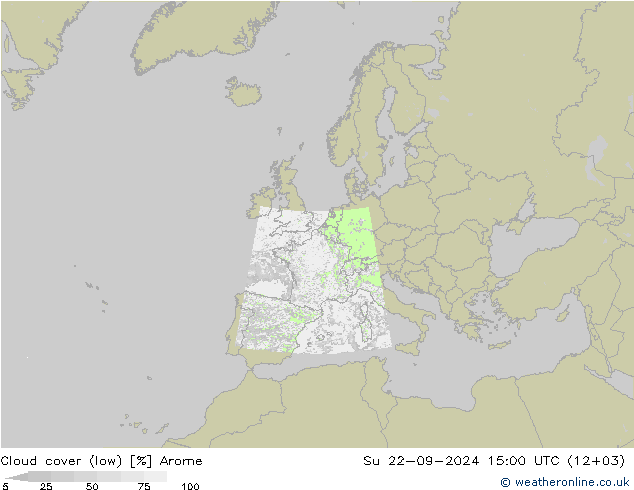 Nubes bajas Arome dom 22.09.2024 15 UTC