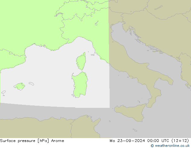 pressão do solo Arome Seg 23.09.2024 00 UTC