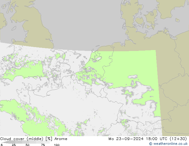 Wolken (mittel) Arome Mo 23.09.2024 18 UTC