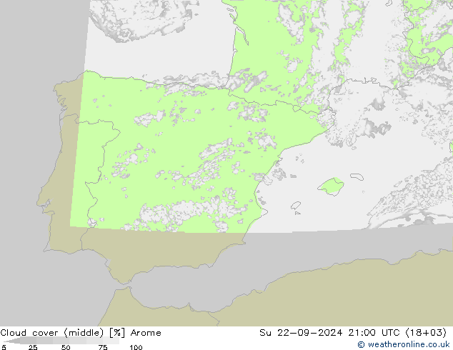 облака (средний) Arome Вс 22.09.2024 21 UTC